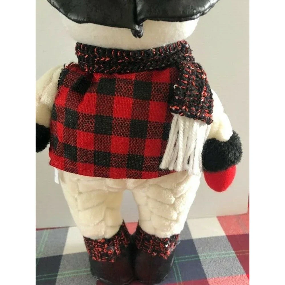 Christmas Snowman Plush Standing Decoration Buffalo Plaid 18